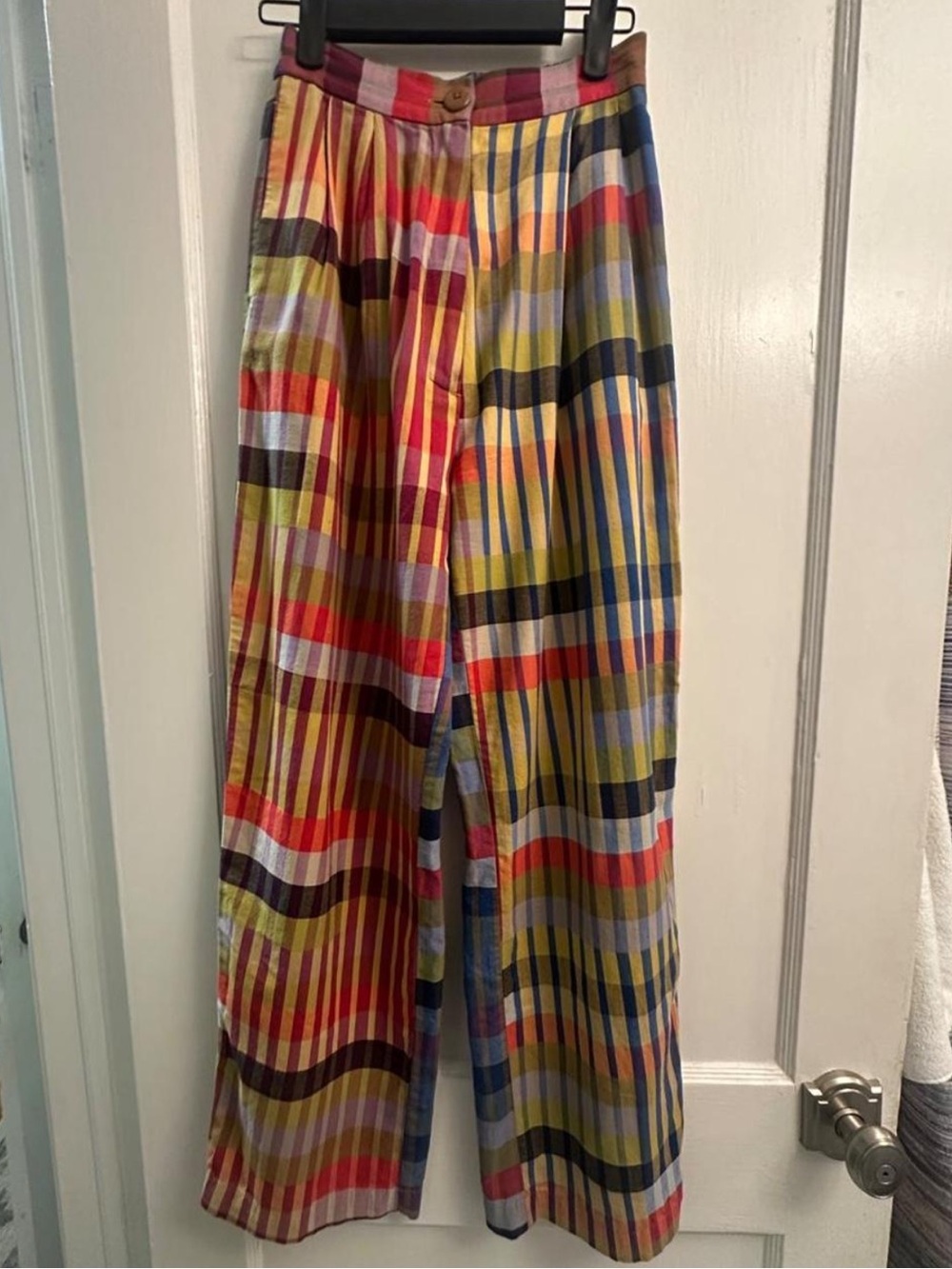 XS Ilana Kohn Pixel Plaid Pleated Pants